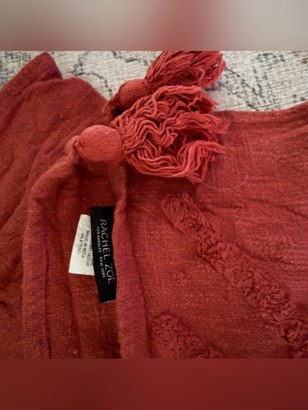 Rachel Zoe orange plush patterned decor throw blanket
